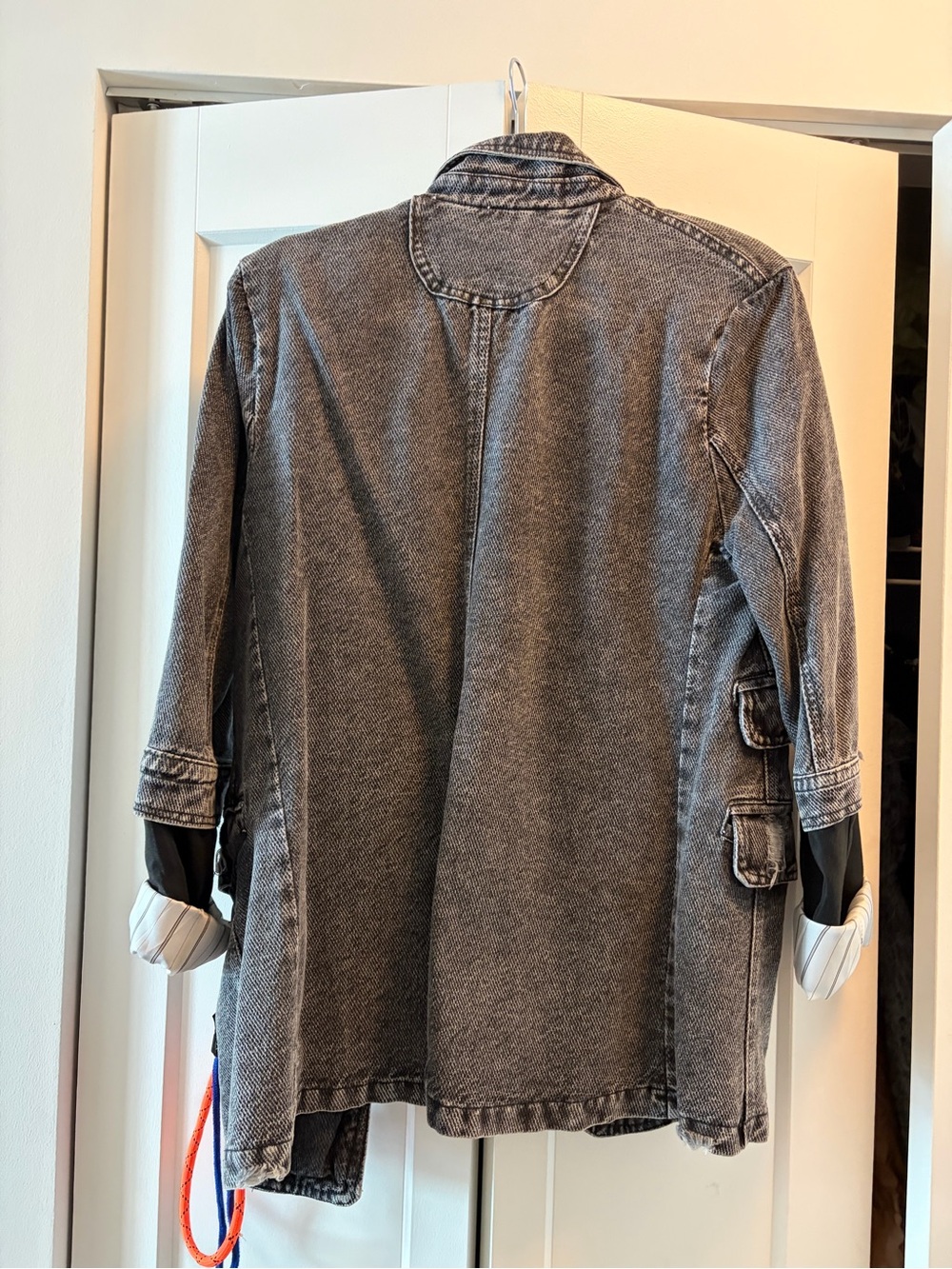 Beulah Distressed Charcoal Black Denim Blazer Jacket - Picture 4 of 4